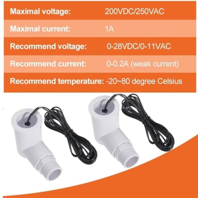 Seweder SS2 Float Switch L-Shape with 3/4 Inch Adaptor and 6Ft Wire Water Float Switch for HVAC Drain Pan Condensate Outlet(2pcs) - Image 3